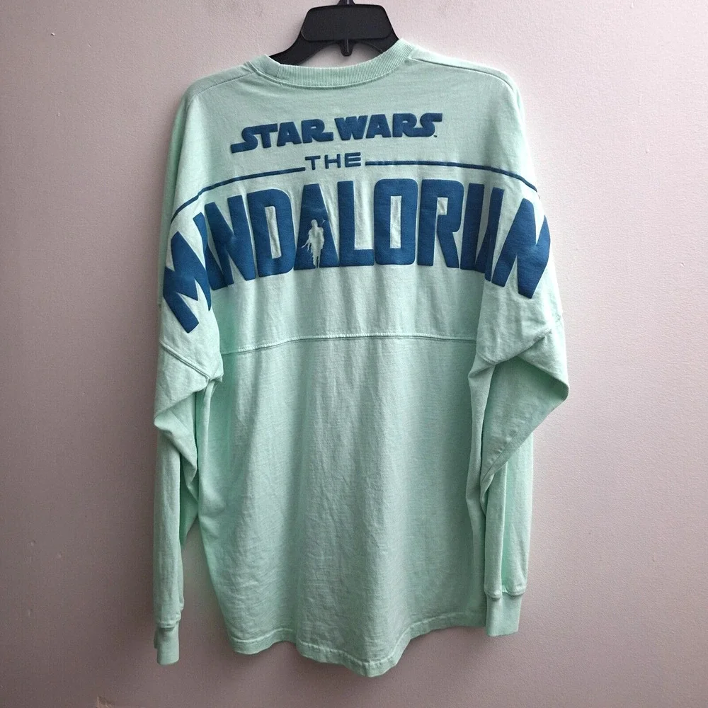 Star Wars Mandalorian Spirit Jersey Medium Green Disney Resort Long Sleeve Grogu - Picture 2 of 3